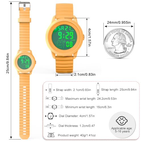 Image of Edillas Kids Digital Watch 7-Color LED Light Waterproof Wristwatch Ideal for Children