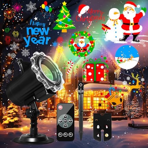Éclairage De Noël | Décoration De Noël | Lampe Flocon De Neige Projecteur Led Timer Etanche Eclairage Exterieur 3 Types De Flocons De Neige Telecommande 3 Modes