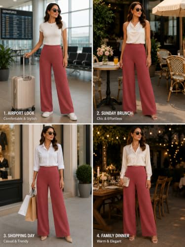 Image of Preneum Women High Waist Korean Wide Leg Trousers, Loose Fit Casual Lounge Pants, Travel, Office & Streetwear Comfortable Stylish Bottom Wear (Available Plus Size)