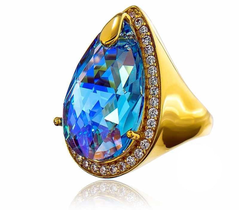 Bague en argent 925 plaqué or avec cristaux Aqua Encante ARANDE