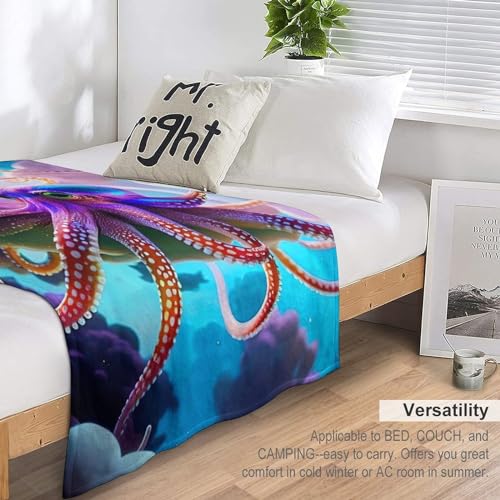 Manta de forro polar para cama con estampado de pulpo microfibra térmica mullida de sofá 7