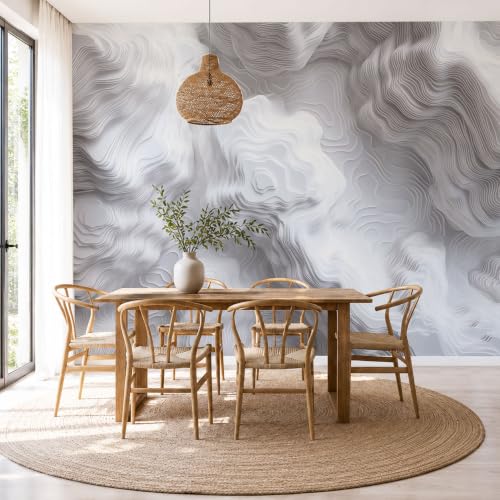 Papier Peint Installation Facile Blanc Effet Relief 3D 250X175 Cm