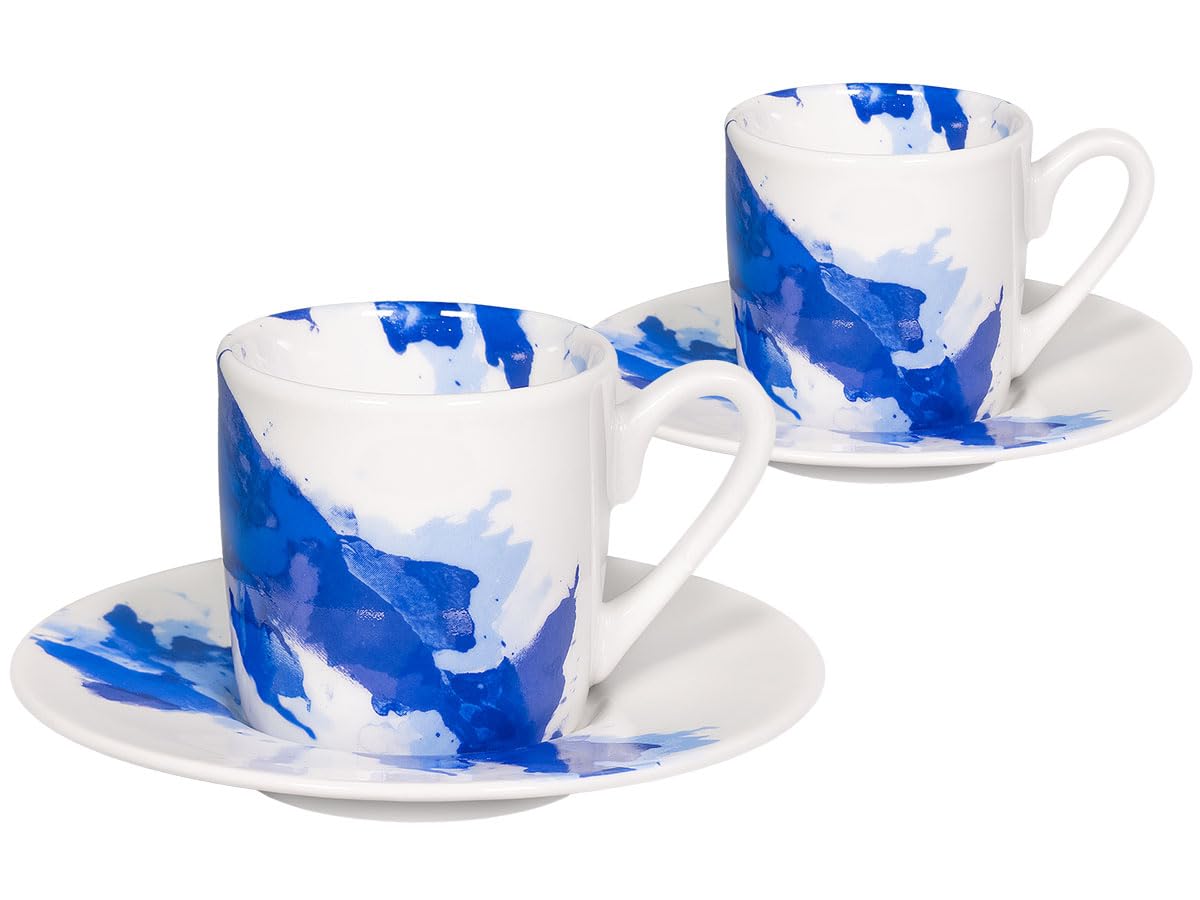 Könitz Espresso Tassen Set Blue Wave. 4 Kaffeetassen 65ml aus Porzellan. Espressotassen modern