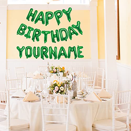 Fannev Personalized Name Happy Birthday Banner - Happy Birthday Balloon Letters Balloons 2 Sets A- Z 16'' Mylar Foil Birthday Party Decorations For Kids, Women, Men, Friends, Green #TOP1