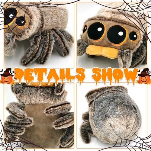Vmxlso Spider Plush, Cute Spider Toy, Halloween Plush Toys, Big Eyes Jumping spider, Soft Toy, Halloween Christmas Birthday Gift 20cm (Dunkel) - Image 2