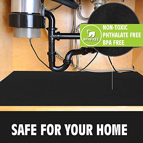 Aibob Under The Sink Mat, 24 X 30 In, Durable Premium Mats Protect Kitchen And Bathroom Cabinets, Waterproof Absorbent Shelf Liner, Black #TOP6
