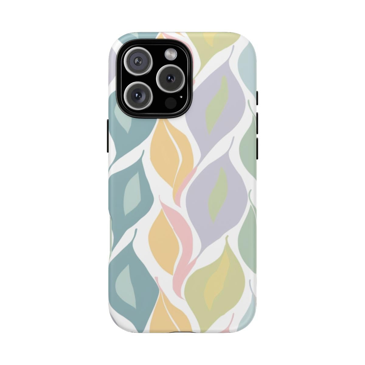Coque rigide mate iPhone 16 Pro Max bleue au design feuillage pastel - 5