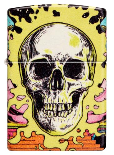 Image of Zippo Trippy Skull Design Glow in The Dark 540 Color Windproof Pocket Lighter, BIS Certified