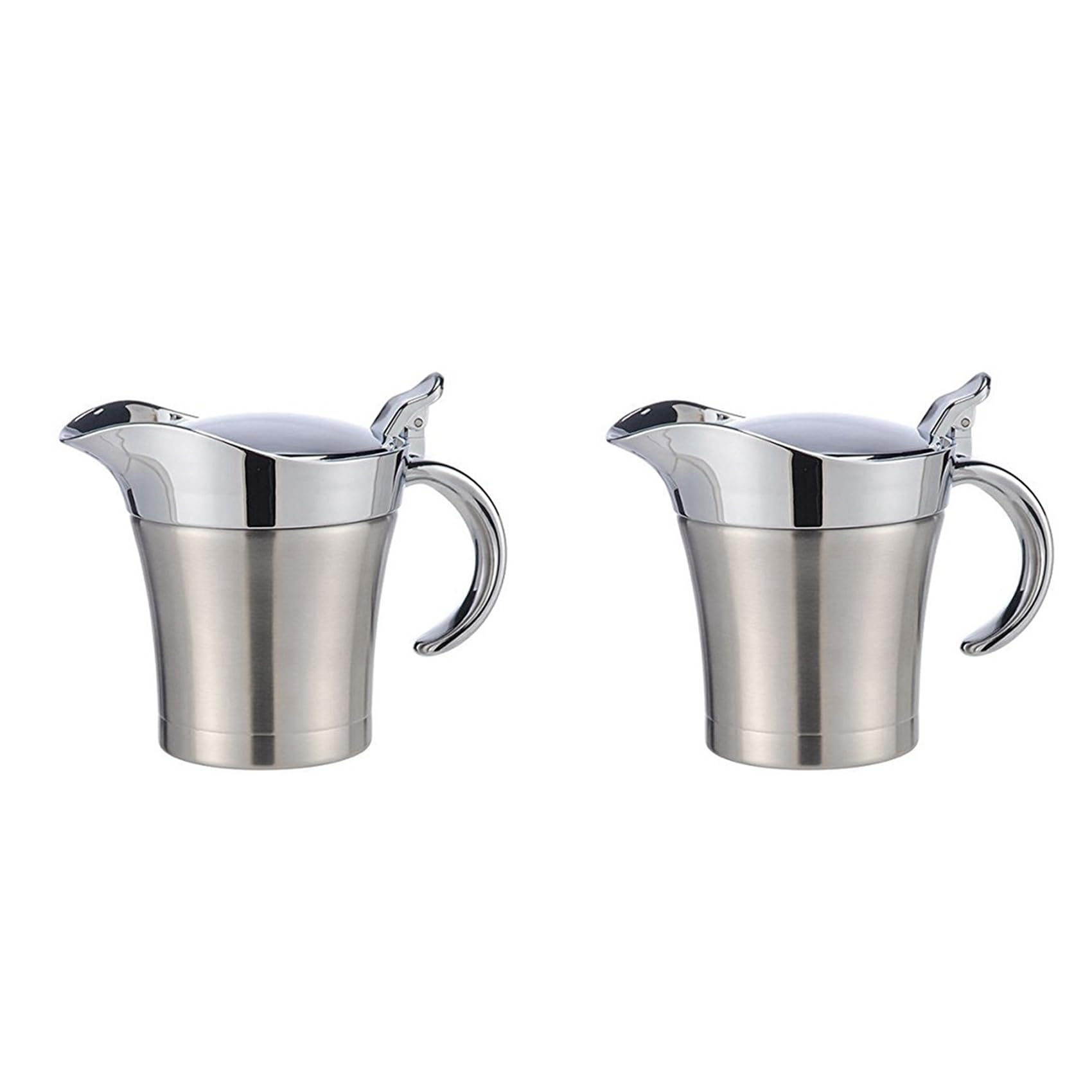 Hndhbfgrt 2X Gravy Boat Porcelain Stainless Steel Sauce Jug Thermal Milk Jug with Lid Sauce Jug Gravy Boat with Handle Sauce Jug