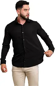 Camisa Social Masculina Manga Longa Slim Corte Premium Clássico