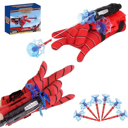 Ryfpdml 2 Set Spider Launcher Gloves Toy, Web Shooter Launcher Wrist Toy Set with Darts and Gloves Costume Cosplay Gift for Kids