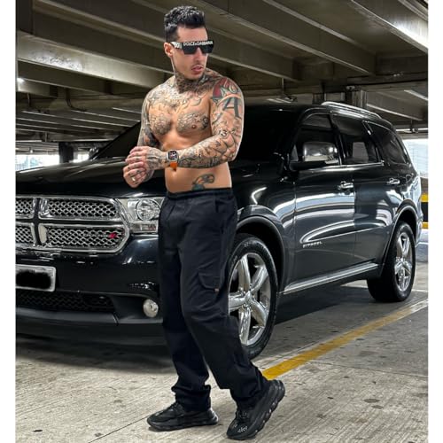 Calça Cargo Sarja Masculina Bolso Lateral Skatista Tatica Militar Trabalho Segurança (BR, Alfa, G, R