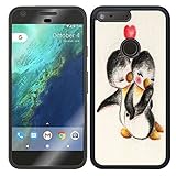 Google Pixel Case, Laser Technology for Protective Case Pretty Elegant Design for Google Pixel - Cute Penguin Couples I Love You
