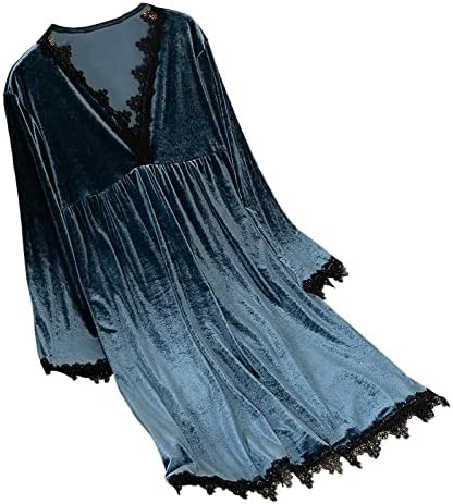 ルームウェア レディース レース Vネック セクシー パジャマ ネグリジェ ブランド買うならブランドオフ ワンピース かわいい 長袖 ロング丈 大人 秋冬 旅行 シンプル やわらかい ナイトウェア 寝間着 ガーリー ルームワンピース 部屋着 可愛い