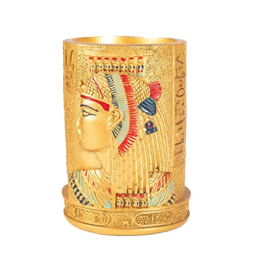 lachineuse - Pot à Crayon Égyptien Doré - Objet Décoration Bureau Égypte Antique - Avec Hiéroglyphes - Idée Cadeau Originale Souvenir Égypte - Cadeau...