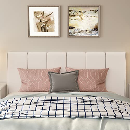 Haobo Upholstered Headboards Foldable Queen/Full Faux Leather Panels With Height Adjustments-White #TOP1