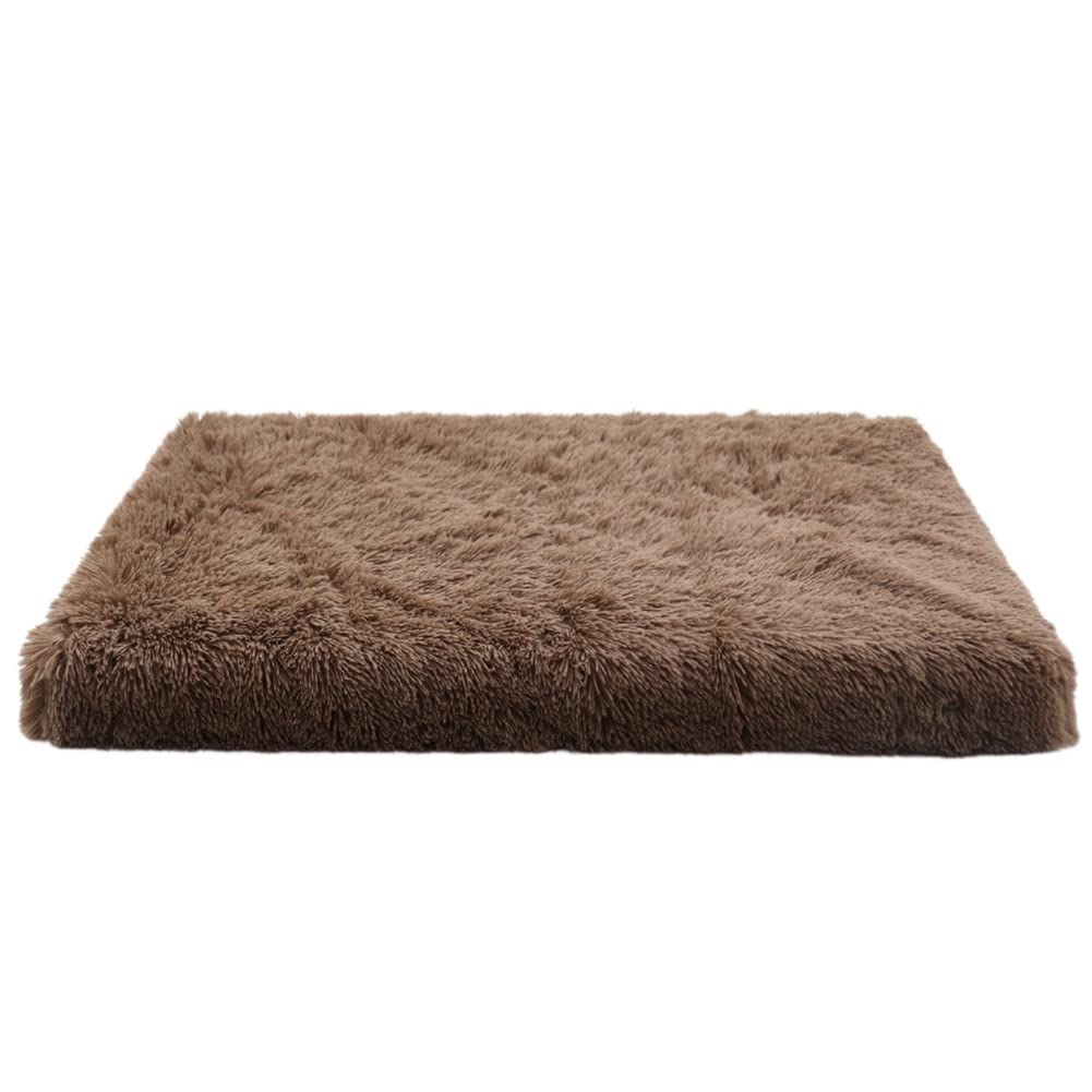 MISSMAO Plush Pet Cat Beds Cushion Mattress, Soft Warm Dog Mat Pad for Small Medium Large Dogs Puppy Mat Pad Blanket Dog Cats Mat with Anti-Slip Bottom,Khaki,M(50x40x5cm)