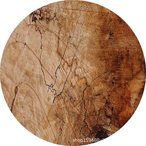 Staubdicht küchenteppich Klassische Holzoptik rund kuschelteppich Braun schwarz 80X80cm Cover