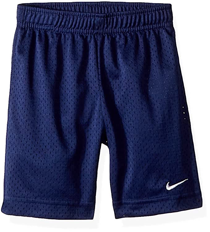 Nike Boys Binary Blue Mesh Sportswear Training Athletic Shorts, Ultra Lightweight, White Stitched Logo, Elastic Waistband, Style 866650/Color B9K, Little Kids Size 62