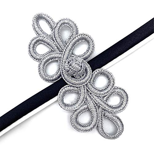 Evago 10 Pairs Chinese Knots Frog Buttons Closure Sewing Fasteners For Sweater Cloak Coats Scarf Cardigan And Costumes Outfit Sewing, Silver #TOP2