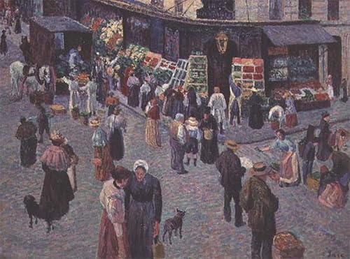 Affiche impression toile Rue des Abbesses peinture murale Maximilien Luce décoration salon
