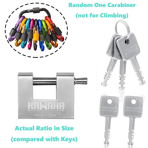 KAWAHA 71/60KD-5SK Stainless Steel D-Shaped Heavy Duty Padlock with Key for Garage Door Containers - Image 4