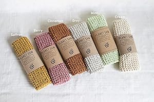 Hand Knitted Cotton Wash Cloth - Reusable Eco Friendly (Cream)