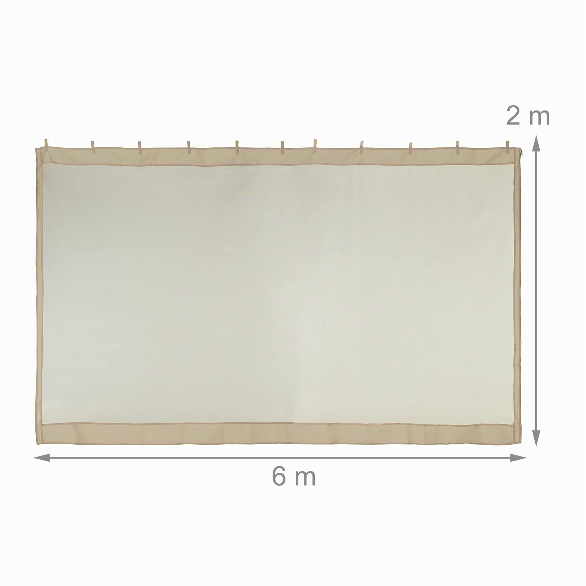 Relaxdays Set da 2 Zanzariere per Gazebo 3x3m, Dimensioni 2x6 m, con Cerniera e Chiusura a Strappo, Anti Vespe, Beige