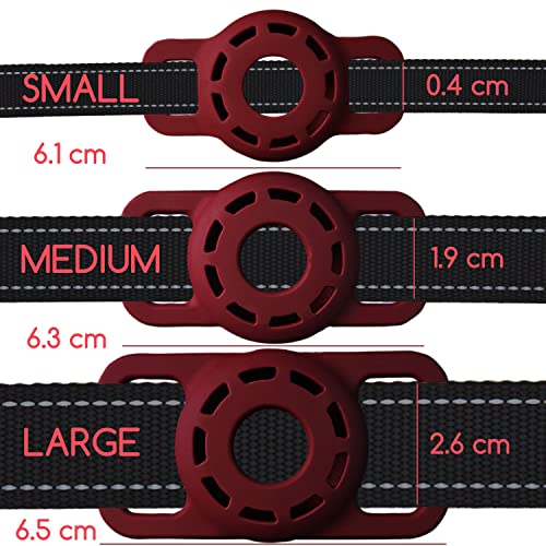 FLIRTARE Airtag Hundehalsband für Katzen und Hunde, Silikon, für Apple Airtag (groß, rot)