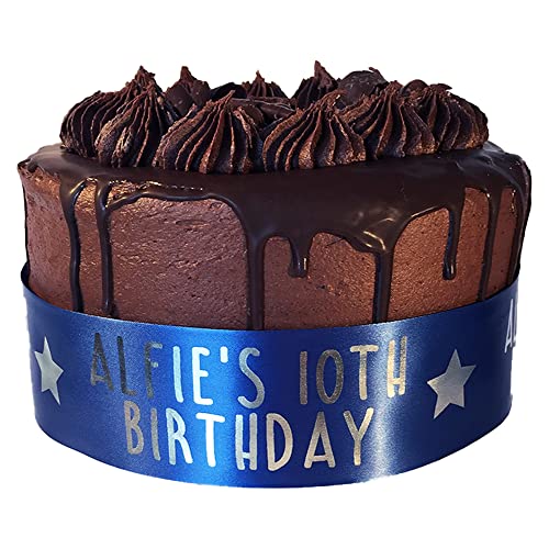 Personalised Birthday 1m Cake Ribbon Cake Frills Party 13th 16th 21st 30th 40th 50th - Add Name and Age!