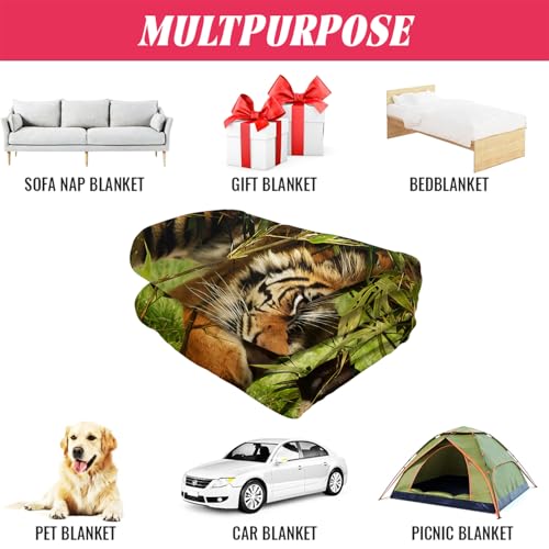 YISUMEI - Soft Fleece Blanket - Fierce Tiger,150 x 200 cm Throw Suitable for Bed or Sofa, Color1 - Image 4