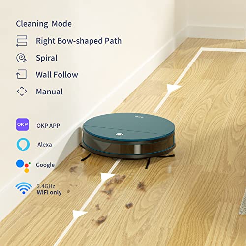 OKP K3P Robot Vacuum Cleaner 3000Pa Suction Power, Wi-Fi/APP/Alexa, 150Mins Runtime, Self-Recharging, Quiet Robotic Vacuum for Pet Hair, Hard Floor, Carpet, Blue 5 OKP K3P Robot Vacuum Cleaner 3000Pa Suction Power, Wi-Fi/APP/Alexa, 150Mins Runtime, Self-Recharging, Quiet Robotic Vacuum for Pet Hair, Hard Floor, Carpet, Blue - Image 3