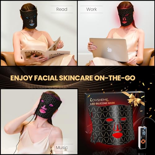 image for Lovsheme LED Face Mask Light Therapy, Enhance Red Light Therapy Mask f