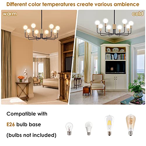 Puming 8 Lights Pendants Lights Fixture Farmhouse Chandeliers With Adjustable Rod 51.2 Inch Gold And Black Modern Chandeliers For Dining Room, Bedroom, Living Room, Kitchen #TOP5
