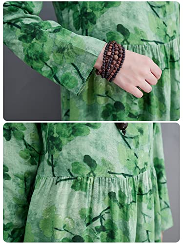 Vestido,Henniu Vestido feminino vintage manga longa estampado Boho casual vestido de férias