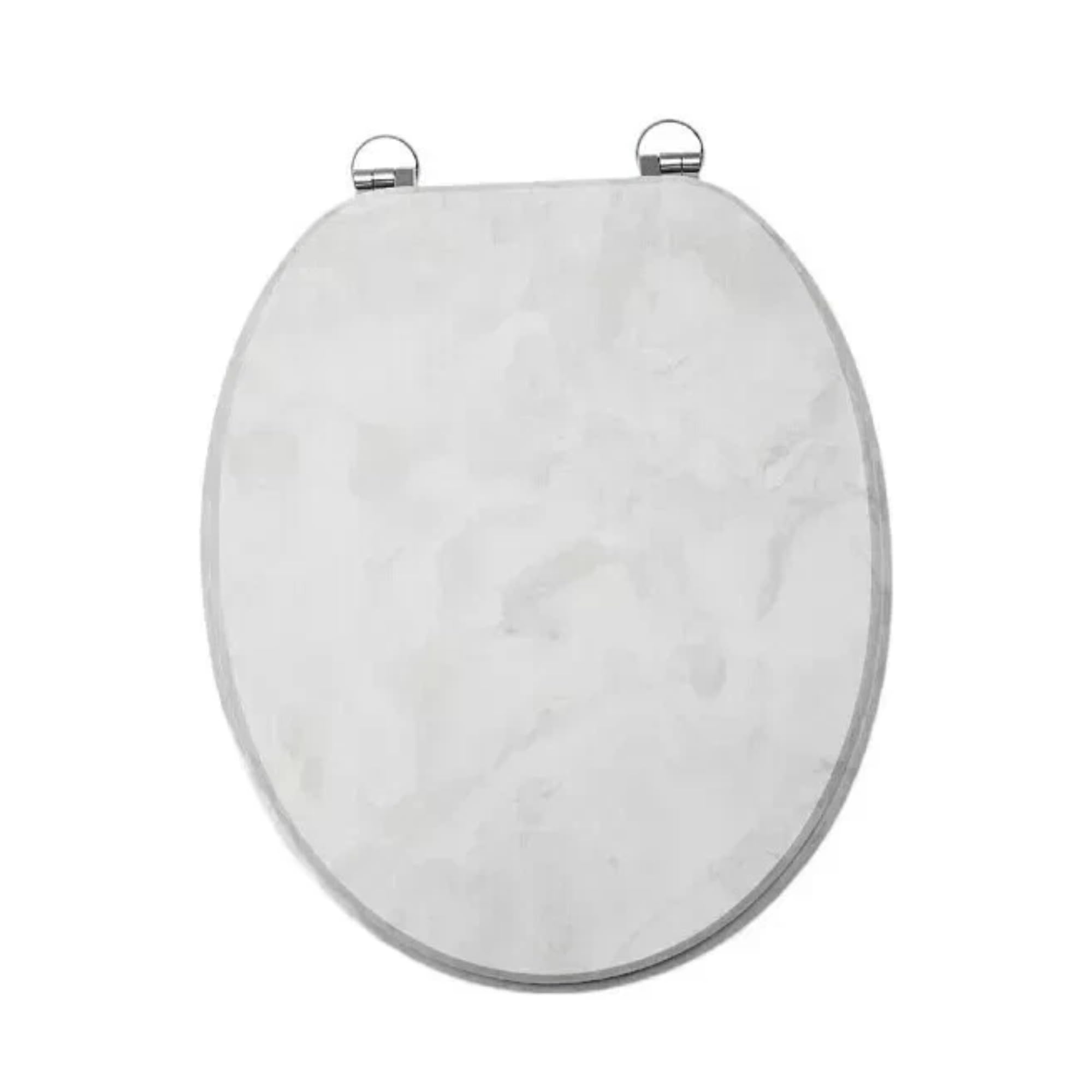18" MDF Toilet Seat Universal Adjustable Fit Most Toilets Oval Seat┃Bathroom Standard Wooden MDF Toilet Seat | WC SEAT +Fittings (Grey Marble Stone Effect Wooden)