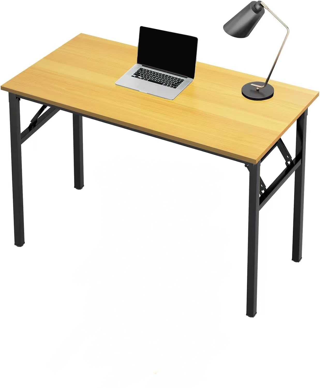 SKY-TOUCH Multi Function Standing Desk with Adjustable Height Legs for Home Office Length Modern Folding Table Computer Desk No Install Needed Yellow Color Desktop Black Frame(80x40x75cm)