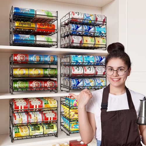 SUFAUY 3 Tier Can Organizer for Pantry, Holds 36 Cans, Heavy Duty Metal, Black