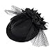 Coolr Women's Fascinator Flower Hair Clip Feather Burlesque Punk Mini Hat Black