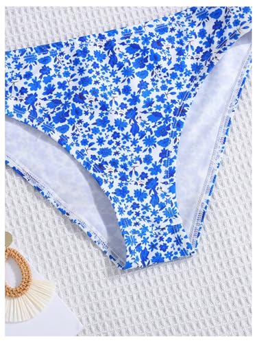 Milumia Girl's 2 Piece Bikini Set Ditsy Floral V Neck Spaghetti Strap Swimsuit4