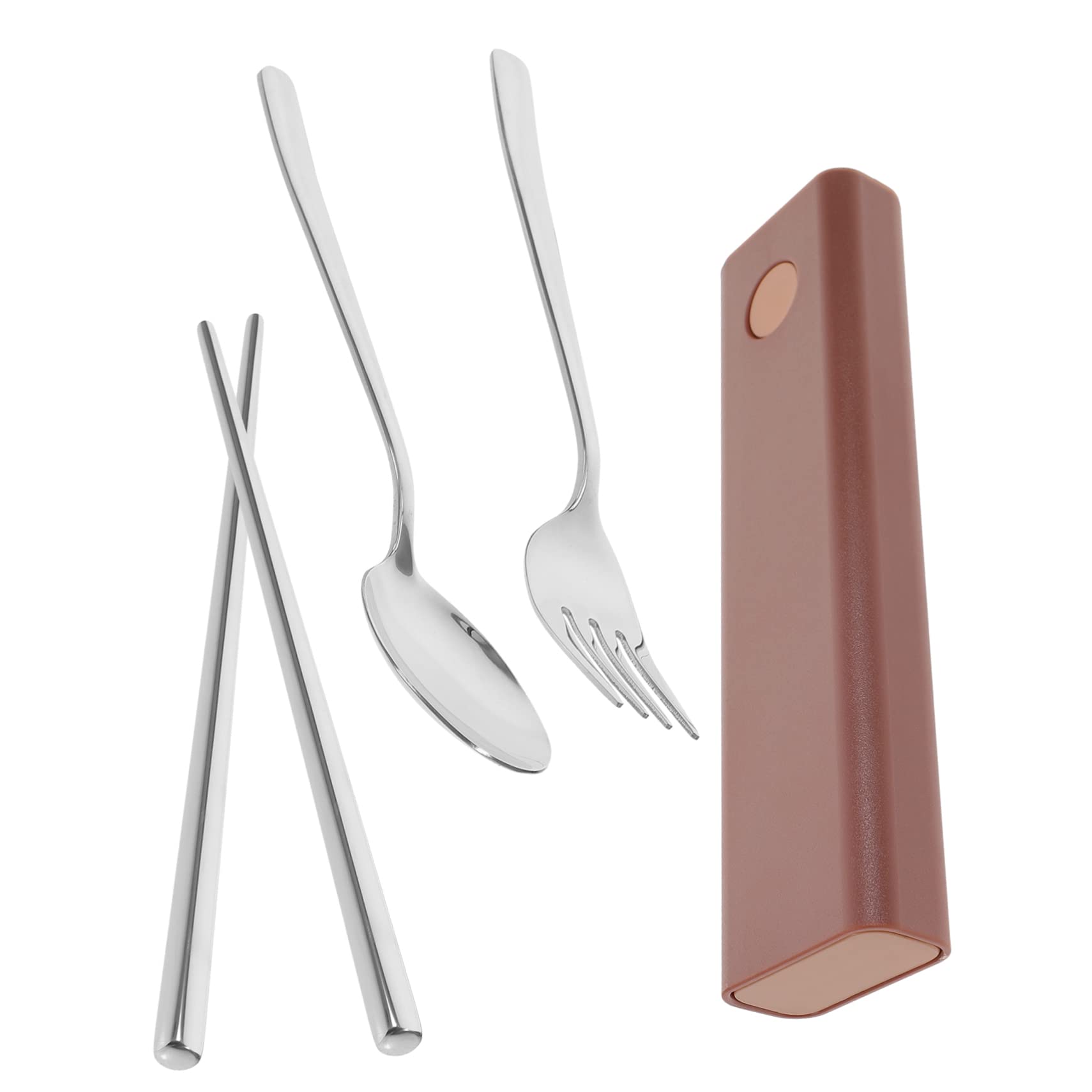 Support de baguettes 4 ensembles fourchette cuillère baguettes ustensiles de service en acier inoxydable ensemble en acier inoxydable couverts de voyage cuillères ensemble de vaisselle ustensiles de