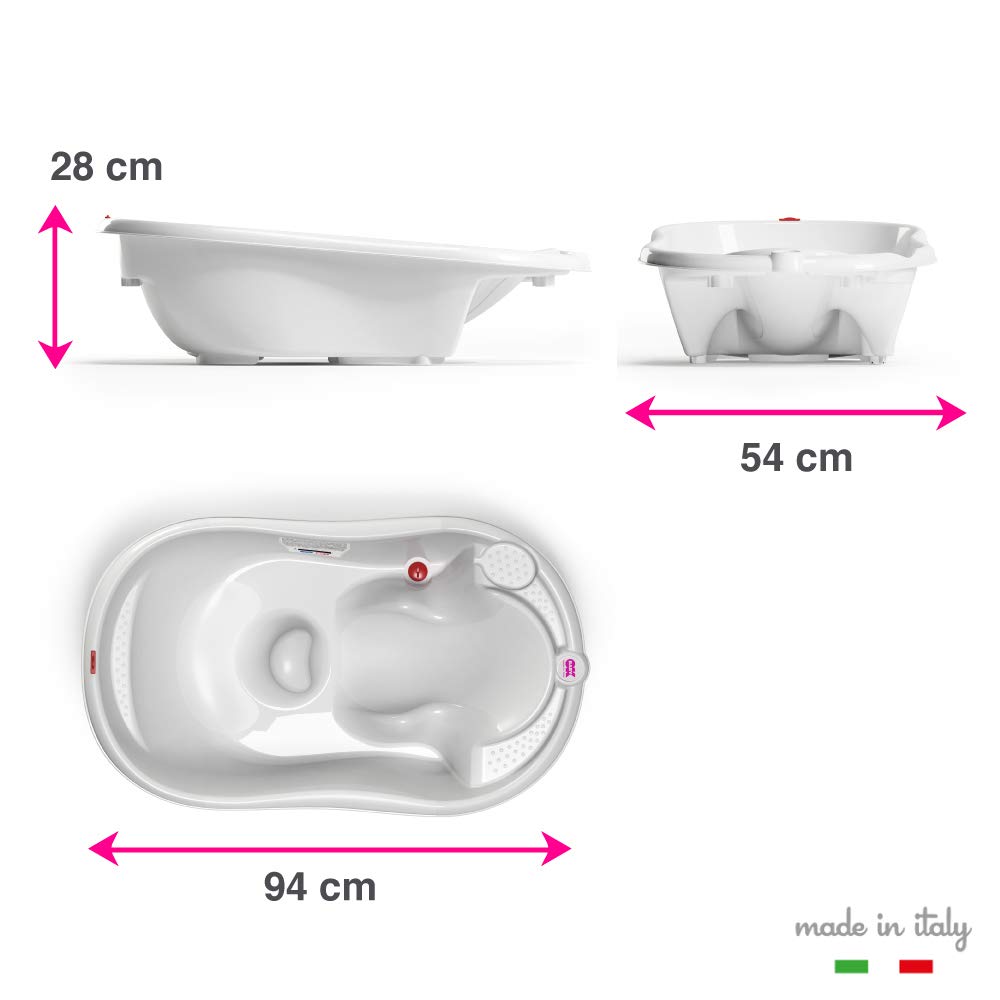 OKBABY Onda - Bañera con diseño ergonómico - para bebés de 0 a 12 meses - Blanco