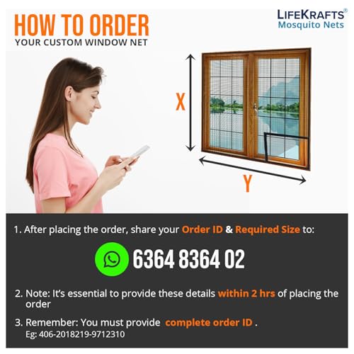 Lifekrafts Upgraded & Stitched Window Mosquito Net (Size-90X120Cms/36X47 Inches/2.95X3.94 Feet, Color-Grey) 120 Gsm Fiberglass Insect Net Pre-Stitched To Net - Ready To Use Net (Image - 2)