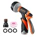 Garden Hose Nozzle HOLINGTEC Spray Nozzle 8 Patterns No-Squeeze Sprayer High Pressure Flow Control 0-max Rear Trigger Design Suitable for Car Washing Cleaning the exterior glass Garden Watering Pets S