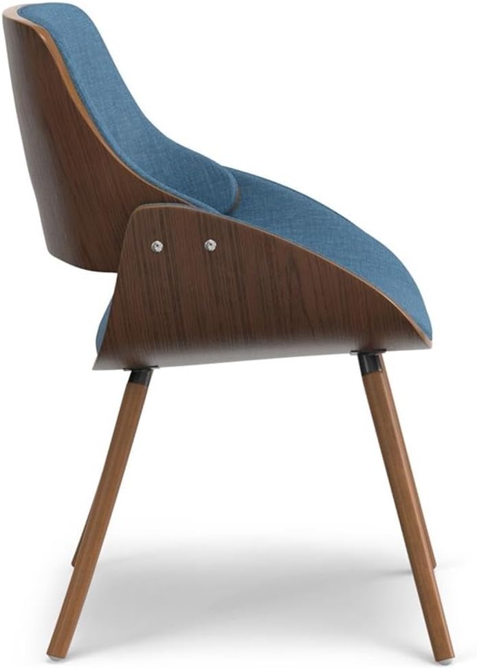 SIMPLIHOME Malden Dining Chair in Blue Linen Look Fabric, 22.8" W x 20.9" D x 30.9" H, Mid-Century Modern Wood Back Chair for Dining Room