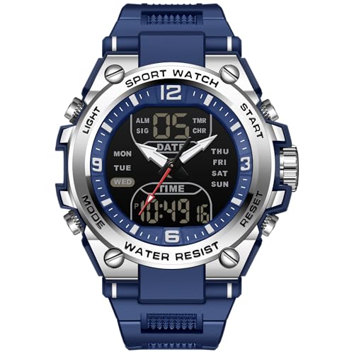 Armbanduhr Herren Digitaluhr Sportuhr Herrenarmbanduhren wasserdichte Militär Uhren mit LED-Leuchtdisplay Analogen Zeigern und Digitalen Zahlen Armbanduhr Herren Digitaluhr Sportuhr Herrenarmbanduhren wasserdichte Militär Uhren mit LED-Leuchtdisplay Analogen Zeigern und Digitalen Zahlen