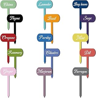 arricraft 15 Pcs Herbs Plant Markers, Colorful T-Type Herbs Name Tag Wood Plant Garden Sign Seed Indoor and Outdoor Potted Plants Graphic Plant Label 12x6.35cm(4.72x2.5inch)