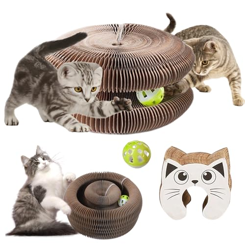 2 in 1 Magic Organ Tiragraffi per gatti con campanelle, pieghevole e interattivo, per gatti e gatti, durevole, riciclabile