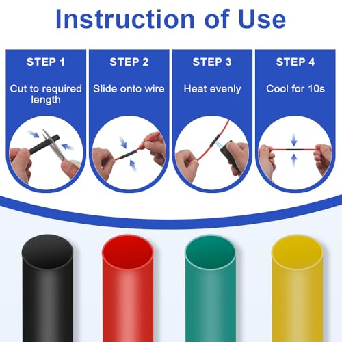 Ozidstu 164 Pcs 2:1 Premium Heat Shrink Tubing Kit (8Sizes) - Heat Shrink Cable Wrap, Corrosion-Resistant, Insulating - Weatherproof Shrink Tubing for Industrial, Automotive & Household Use