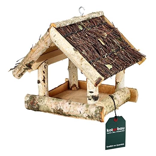 KOTARBAU® Casetta per uccelli da appendere, in legno di betulla, mangiatoia per uccelli, mangiatoie per uccelli, mangiatoie per uccelli selvatici, uccelli, balconi, uccelli